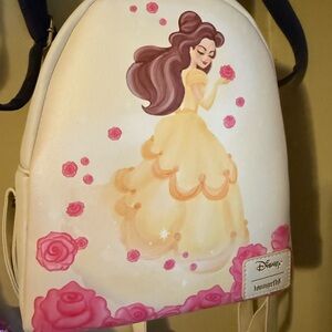 Disney Belle Loungefly Backpack with Yellow Dress and Pink Accents